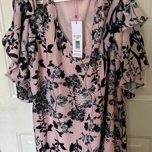 NWT Parker Cold Shoulder Dress Mini Size Large Pink & Black Floral